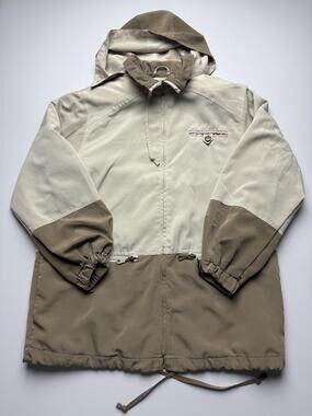 Coattales Jacket Mens Small Beige Nylon Hooded Full Zip Lined Travel Outdoor